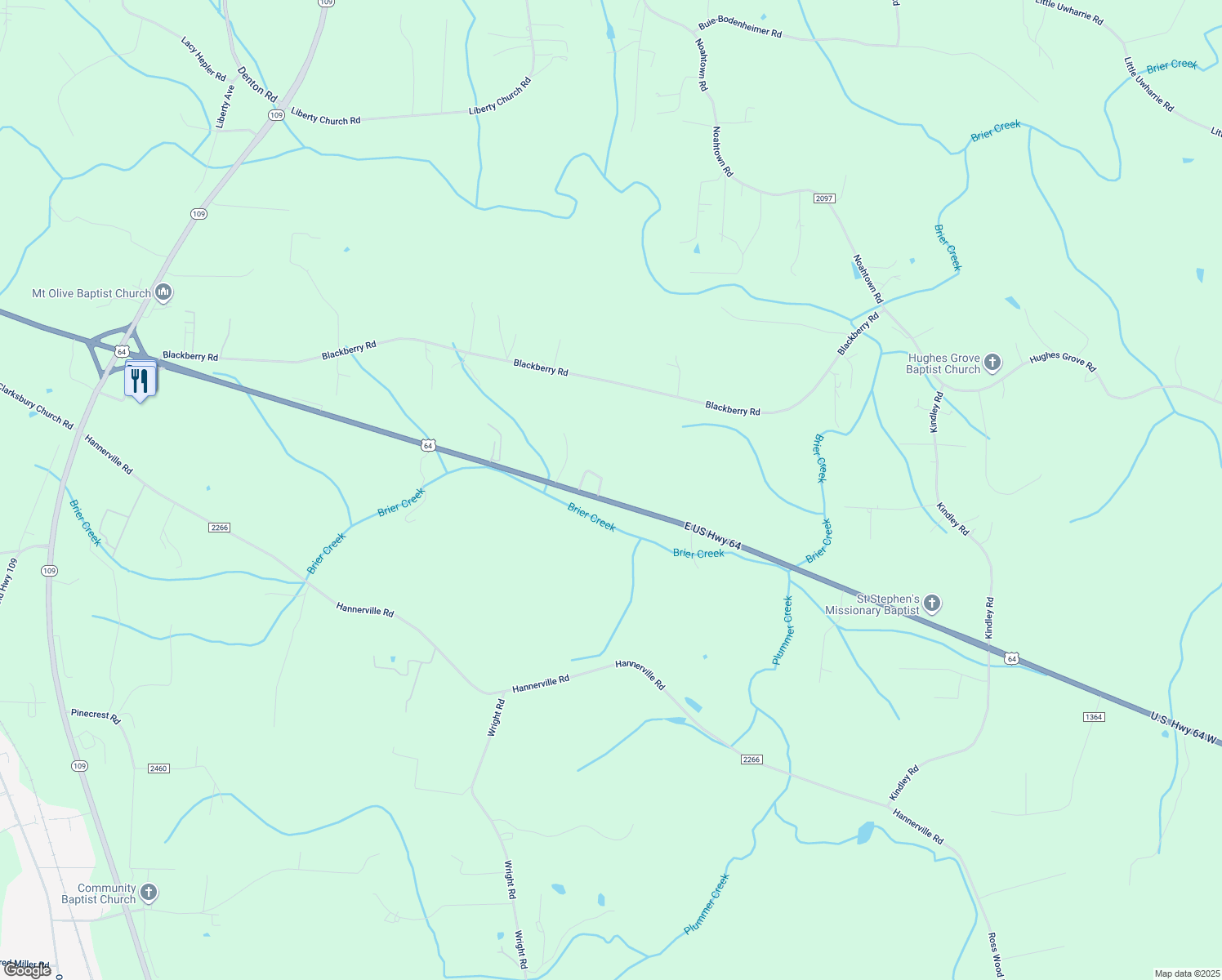 map of restaurants, bars, coffee shops, grocery stores, and more near 10275 East US Highway 64 in Thomasville