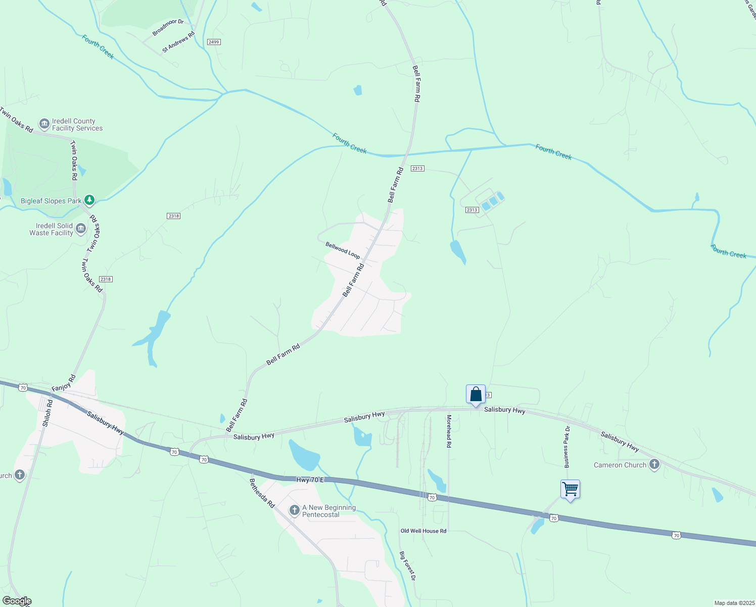map of restaurants, bars, coffee shops, grocery stores, and more near 109 Teak Drive in Statesville