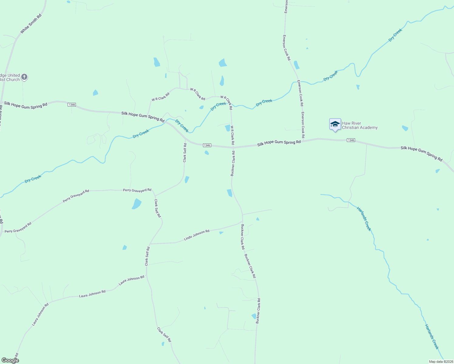 map of restaurants, bars, coffee shops, grocery stores, and more near 2405 Buckner Clark Road in Pittsboro