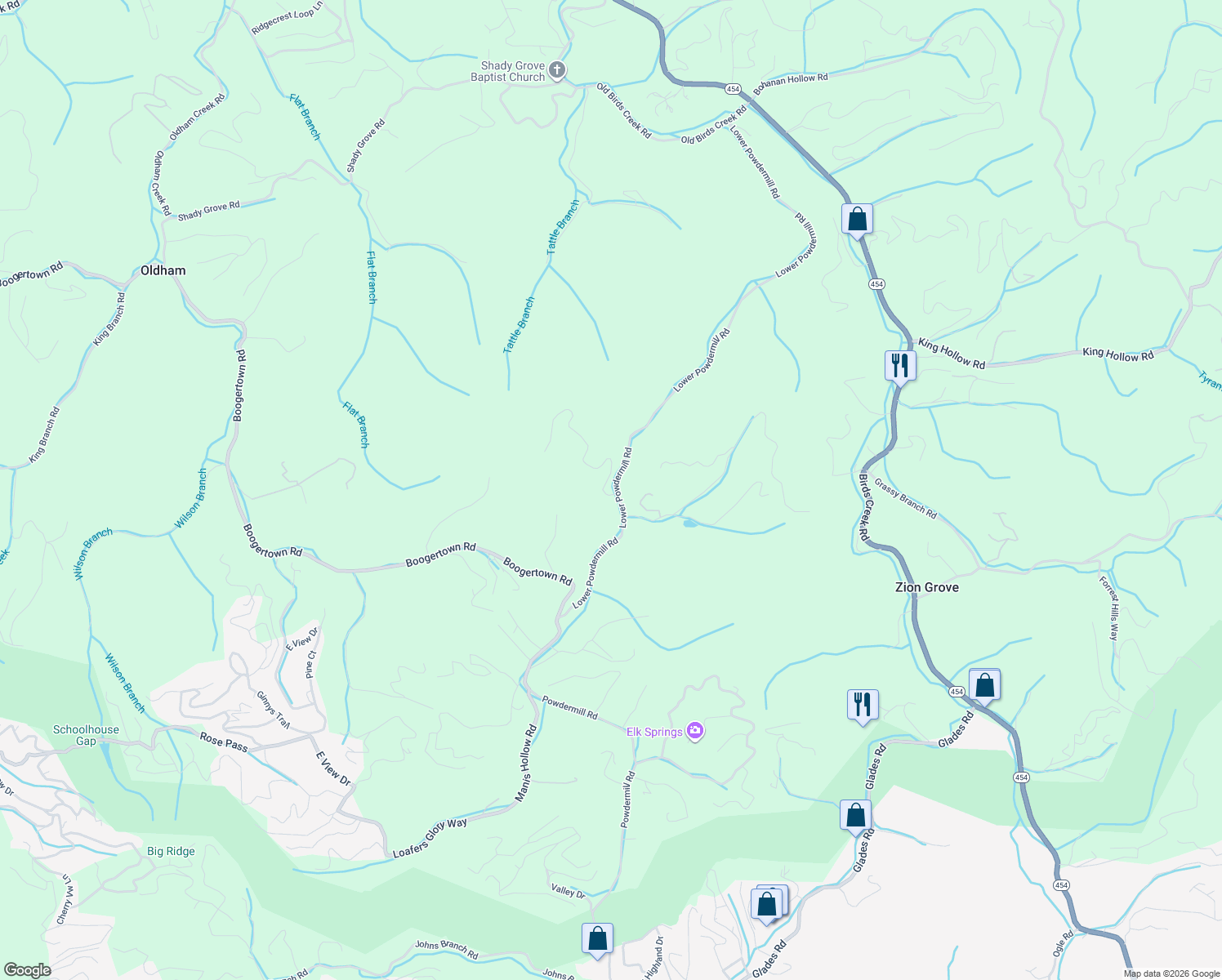 map of restaurants, bars, coffee shops, grocery stores, and more near 4005 Spring Hill Drive in Sevierville