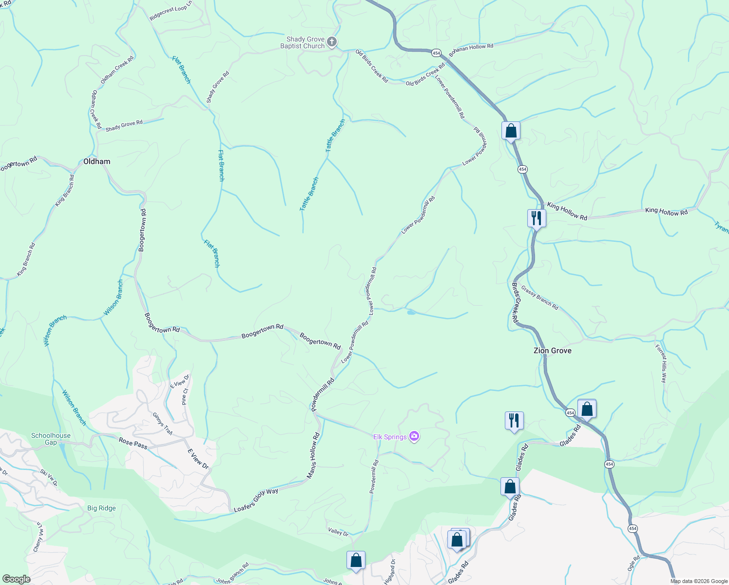 map of restaurants, bars, coffee shops, grocery stores, and more near 4007 Spring Hill Drive in Sevierville