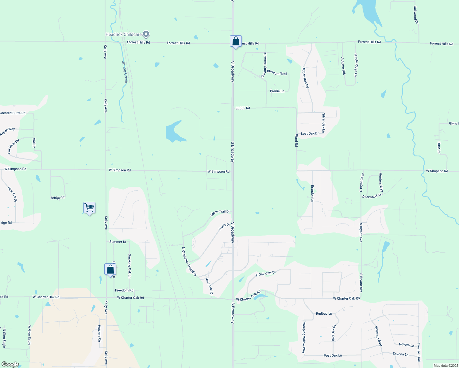 map of restaurants, bars, coffee shops, grocery stores, and more near 115 Tulip Trail in Edmond