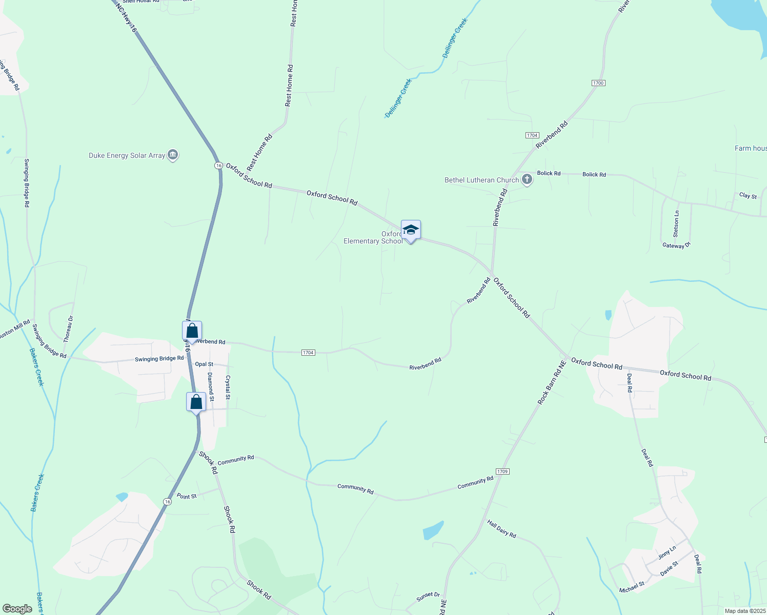 map of restaurants, bars, coffee shops, grocery stores, and more near 2958 Jb Sigmon Road in Claremont