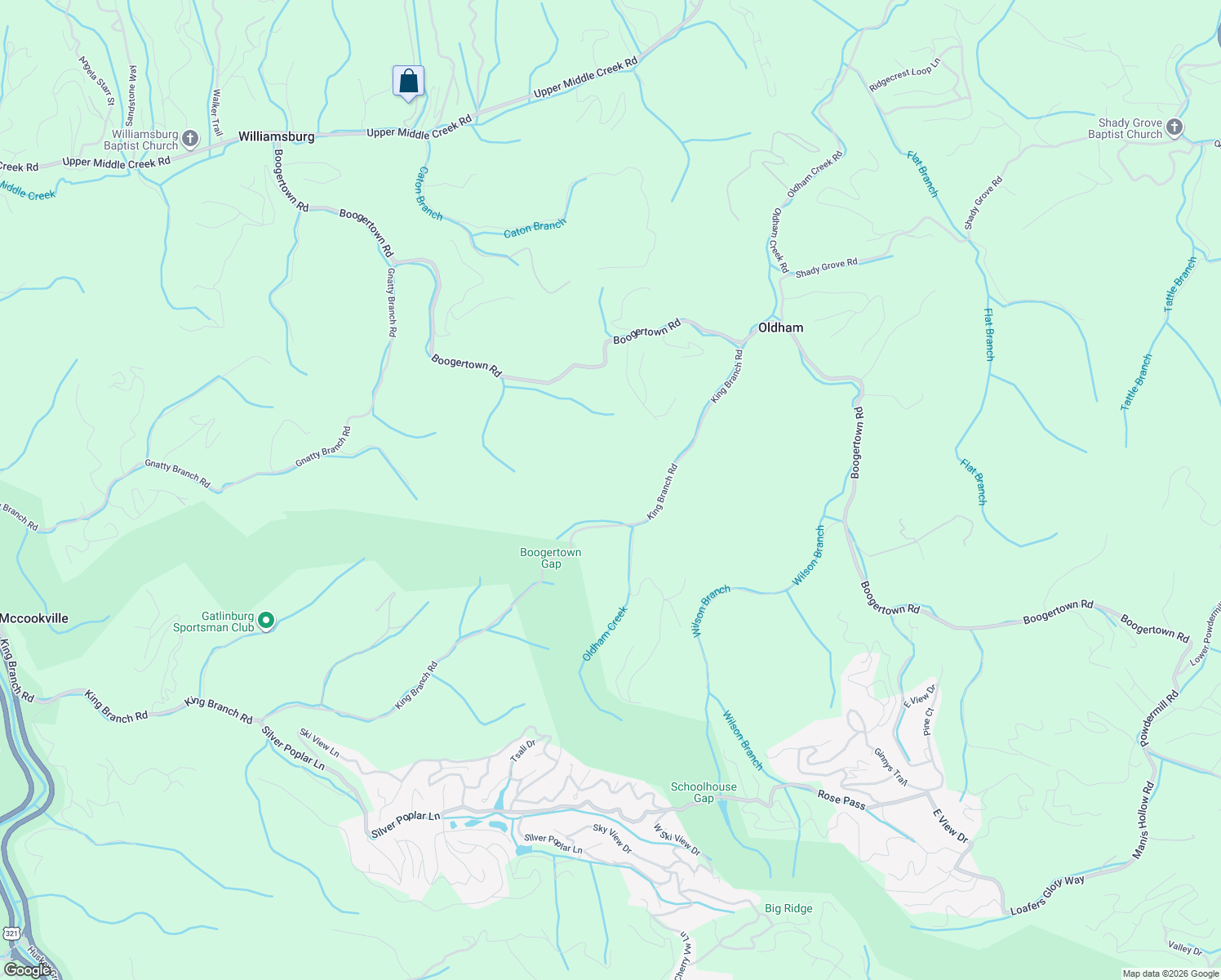 map of restaurants, bars, coffee shops, grocery stores, and more near 995 King Branch Road in Sevierville