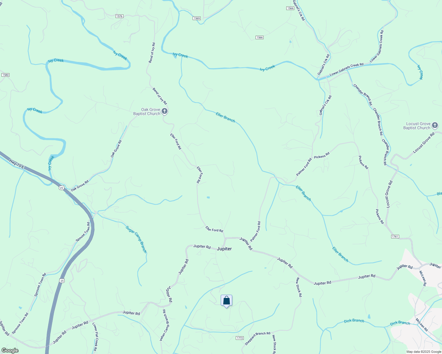 map of restaurants, bars, coffee shops, grocery stores, and more near 272 Sparrow Lane in Weaverville