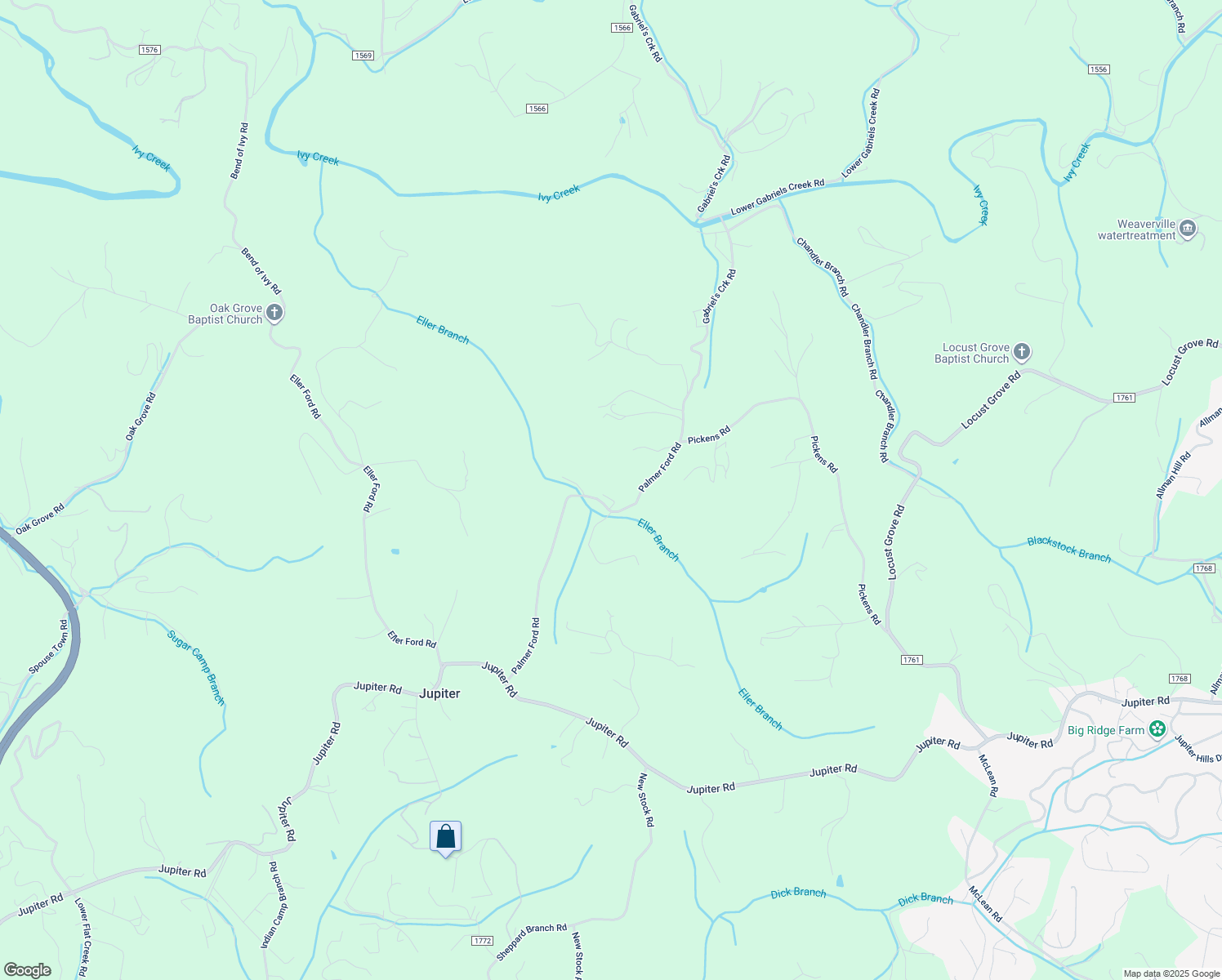 map of restaurants, bars, coffee shops, grocery stores, and more near 18 Indigo Trail in Weaverville