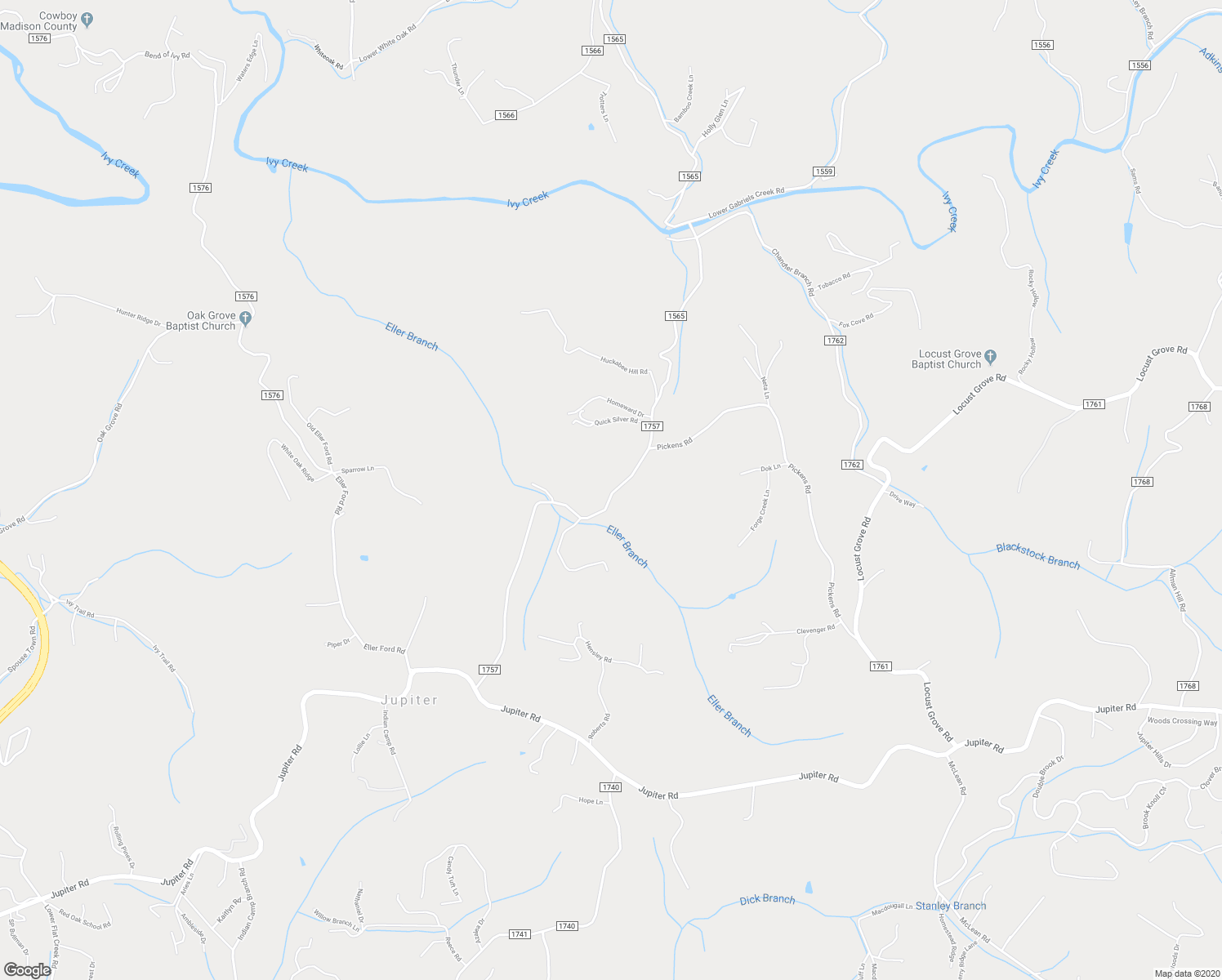map of restaurants, bars, coffee shops, grocery stores, and more near 160 Palmer Ford Road in Weaverville