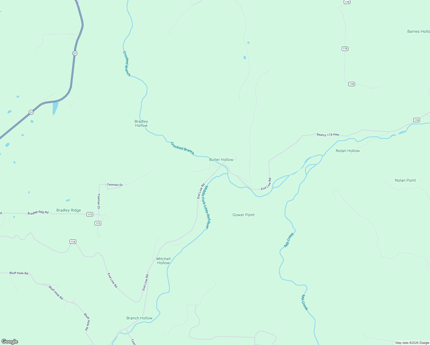 map of restaurants, bars, coffee shops, grocery stores, and more near Searcy 174 Highway in Marshall