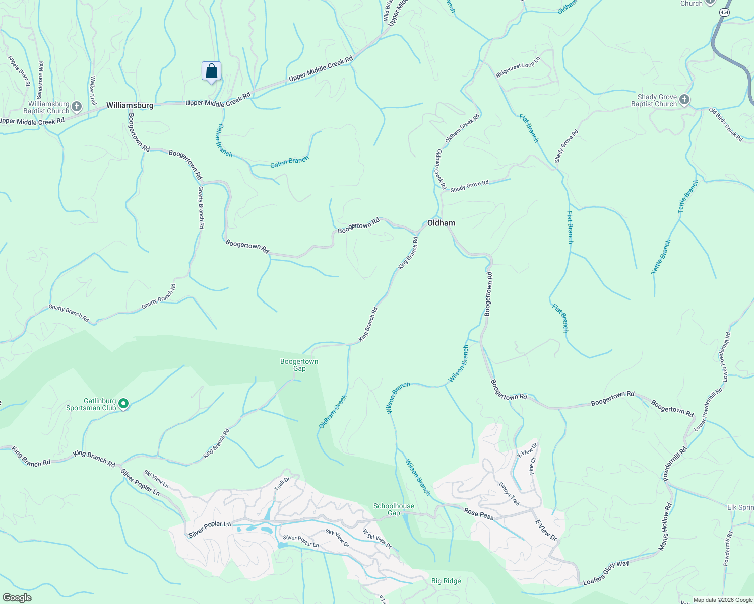 map of restaurants, bars, coffee shops, grocery stores, and more near 1105 King Branch Road in Sevierville