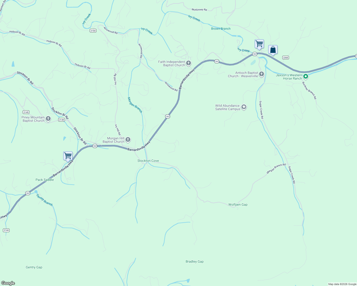 map of restaurants, bars, coffee shops, grocery stores, and more near 54 Hyder Lane in Weaverville