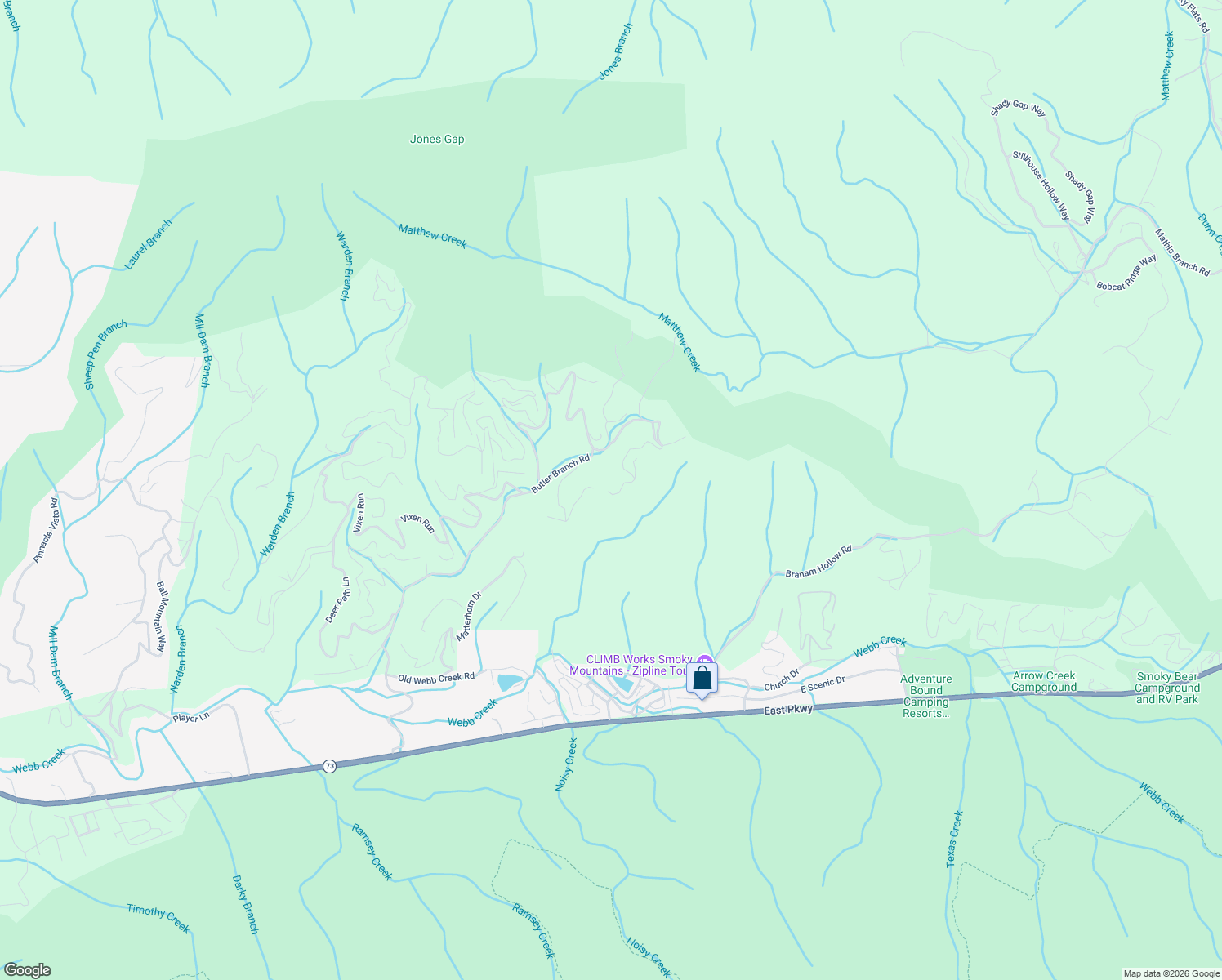 map of restaurants, bars, coffee shops, grocery stores, and more near 1010 Mathis Hollow Road in Gatlinburg