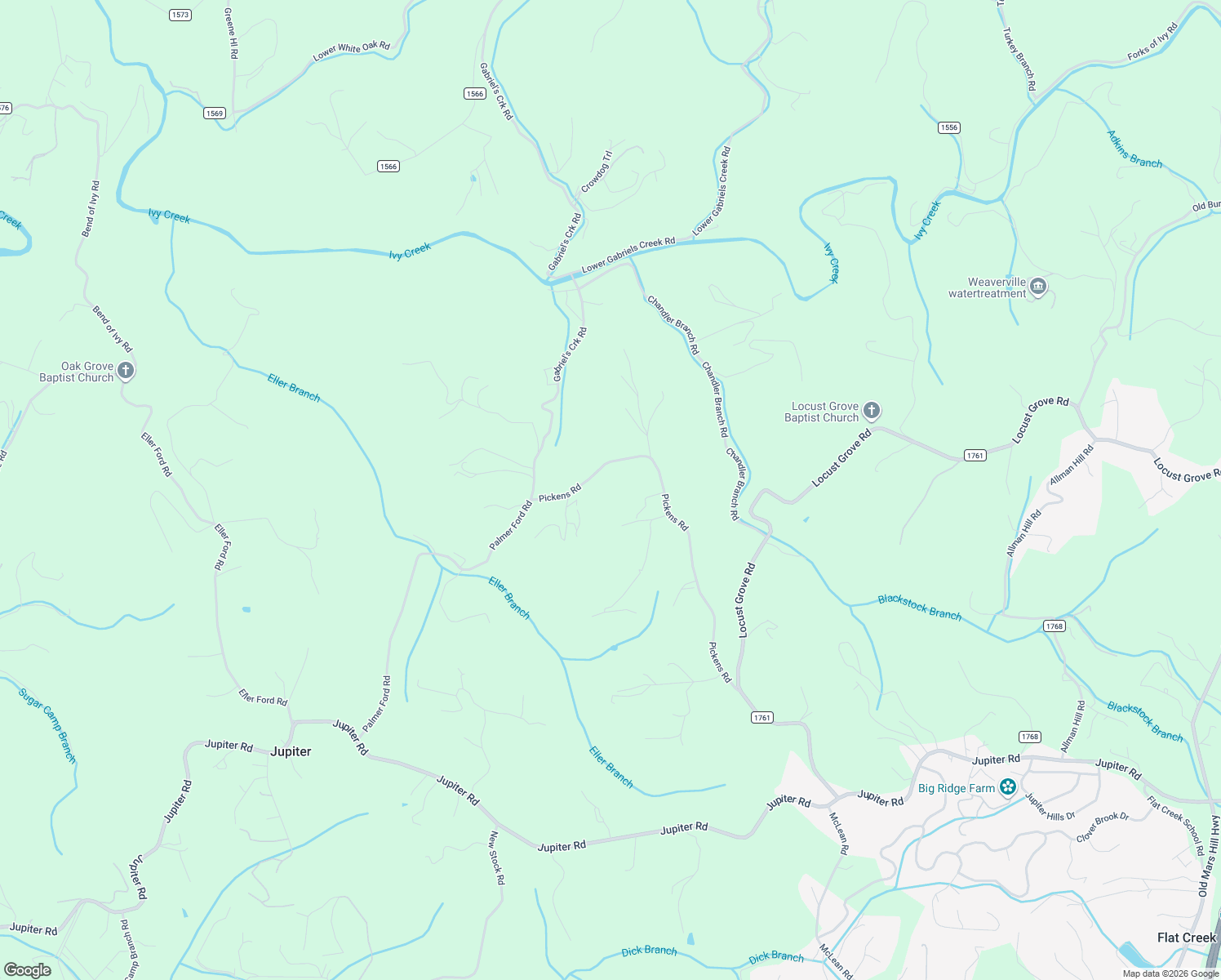 map of restaurants, bars, coffee shops, grocery stores, and more near 216 Pickens Road in Weaverville