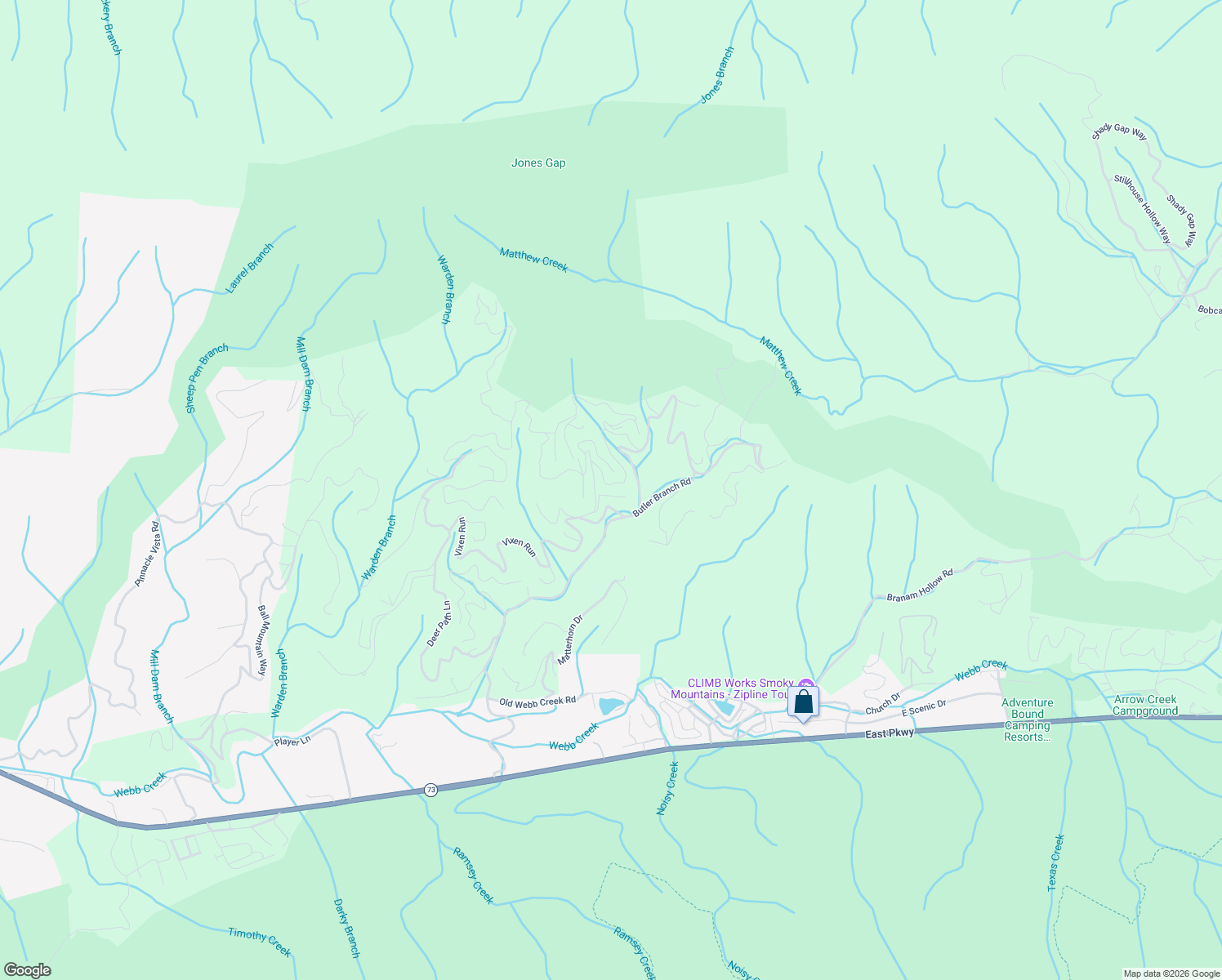 map of restaurants, bars, coffee shops, grocery stores, and more near 620 Windsor Way in Gatlinburg