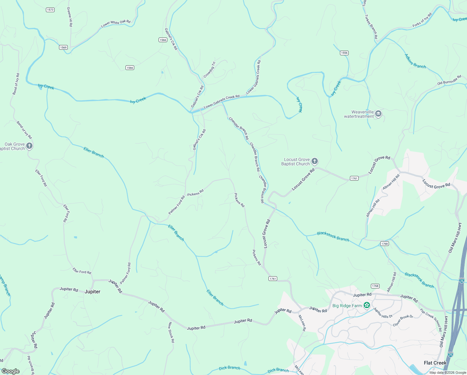 map of restaurants, bars, coffee shops, grocery stores, and more near 169 Pickens Road in Weaverville