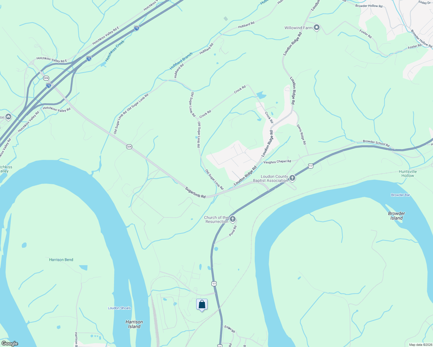 map of restaurants, bars, coffee shops, grocery stores, and more near 1533 Snodderly Drive in Lenoir City