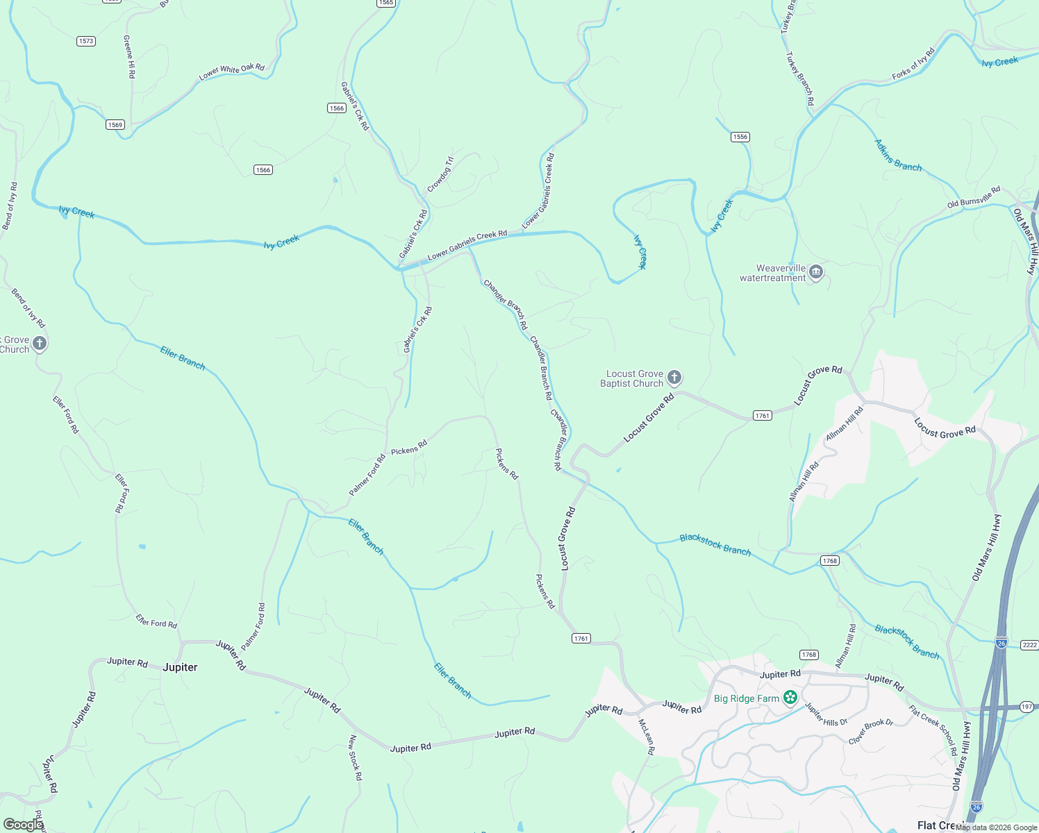 map of restaurants, bars, coffee shops, grocery stores, and more near 169 Pickens Road in Weaverville