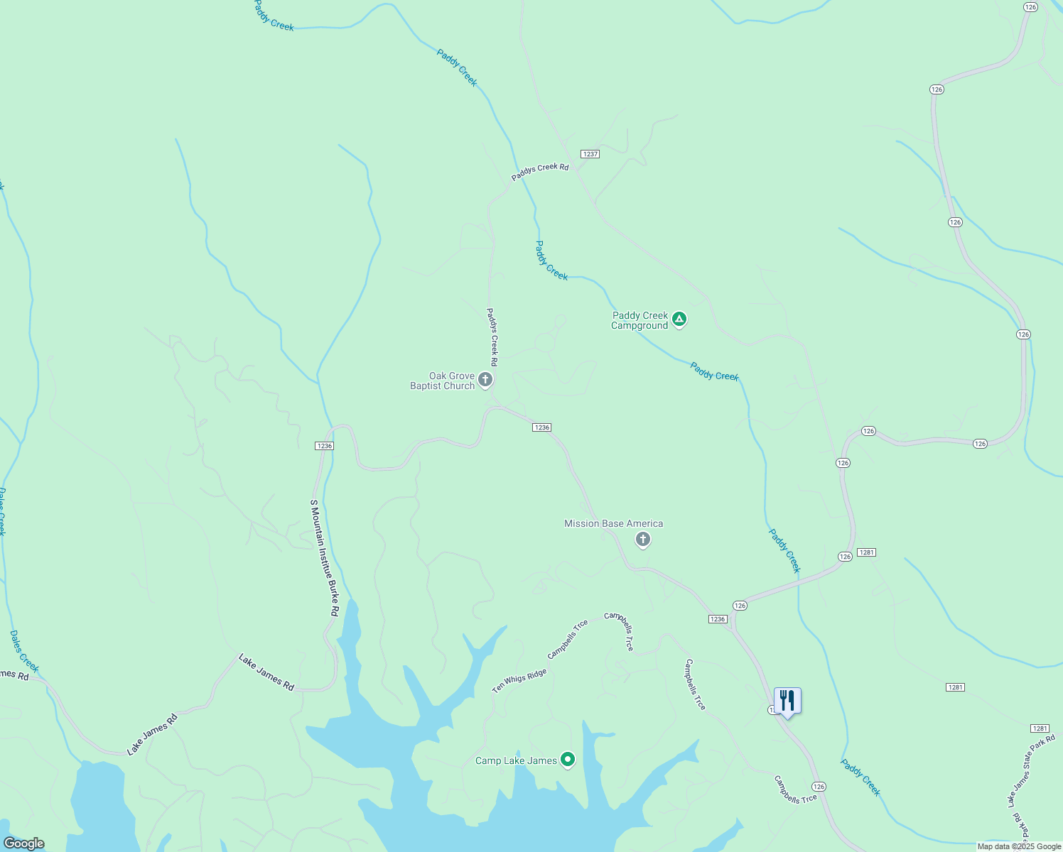 map of restaurants, bars, coffee shops, grocery stores, and more near 7677-7899 South Mountain Institute Road in Nebo
