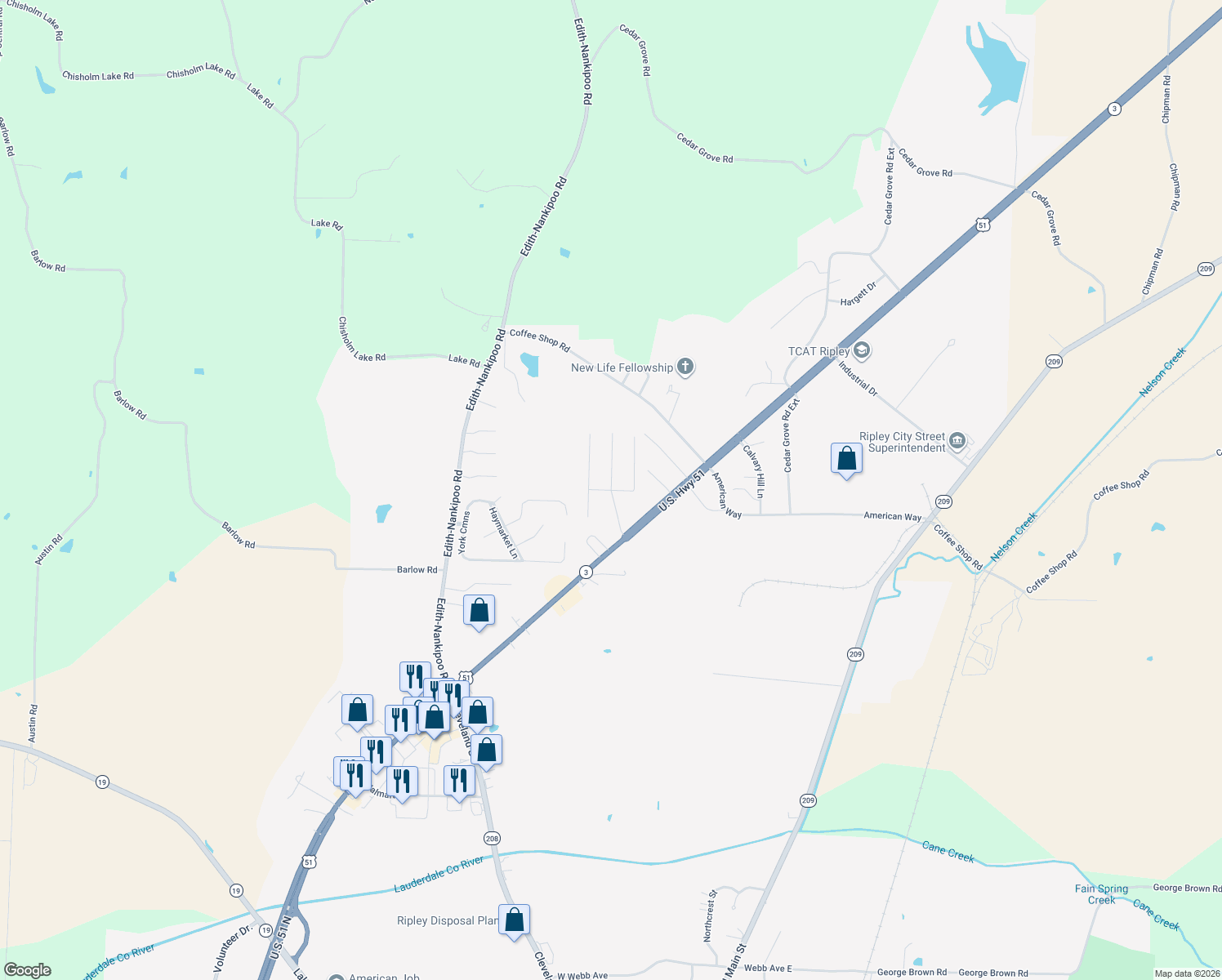 map of restaurants, bars, coffee shops, grocery stores, and more near 96 Collins Street in Ripley