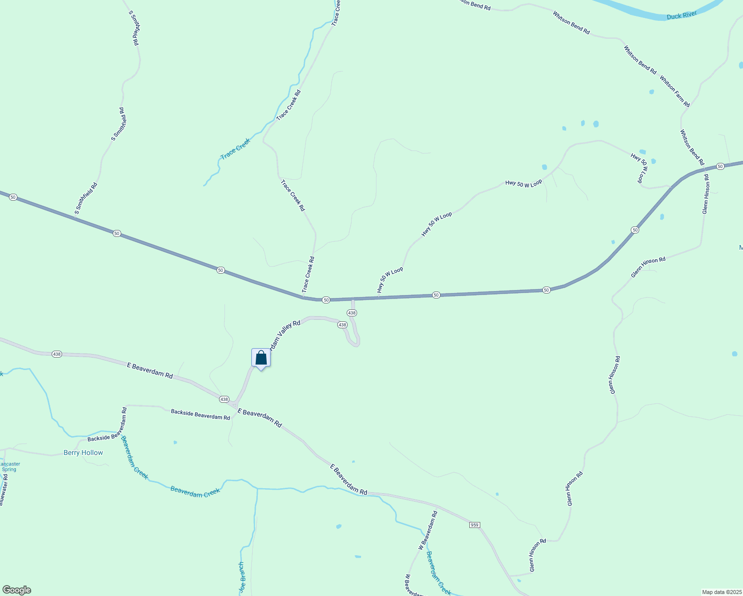 map of restaurants, bars, coffee shops, grocery stores, and more near 2206 Tennessee 50 in Centerville