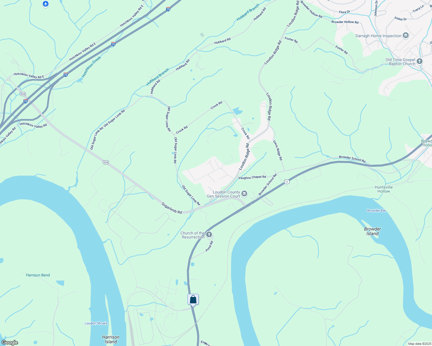 map of restaurants, bars, coffee shops, grocery stores, and more near 120 Hoffman Lane in Lenoir City