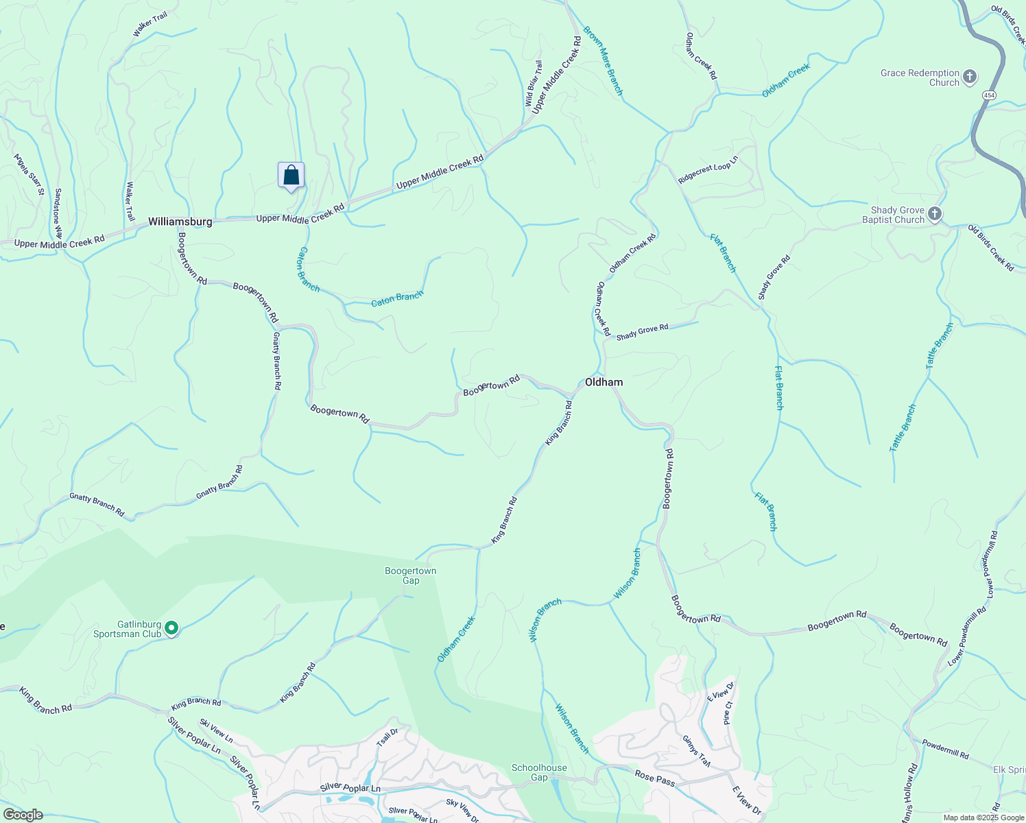 map of restaurants, bars, coffee shops, grocery stores, and more near 1274 Serenity Lane in Sevierville