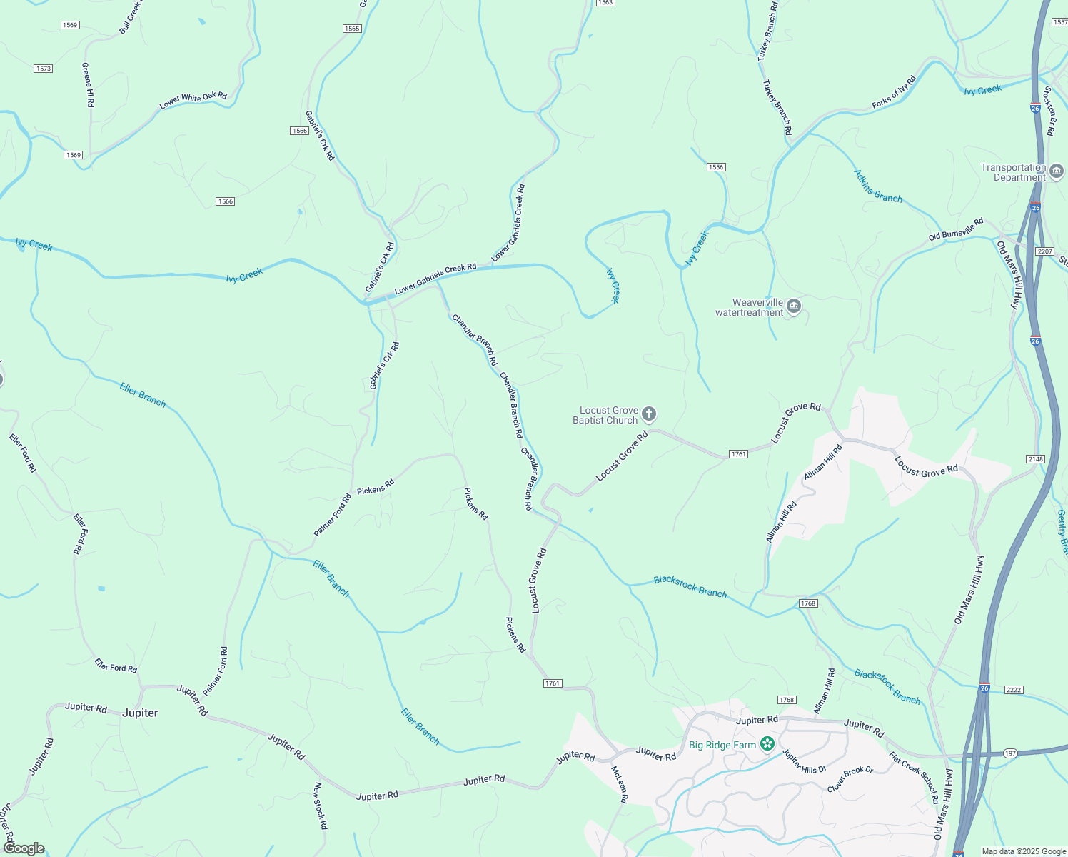 map of restaurants, bars, coffee shops, grocery stores, and more near 9 Fox Cove Road in Weaverville