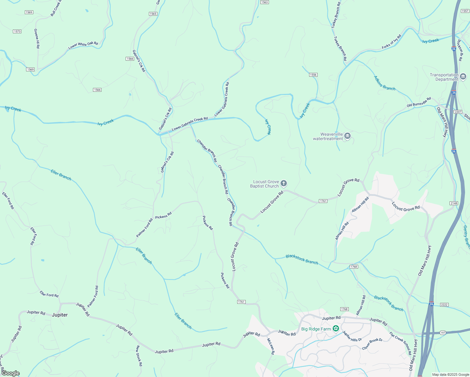 map of restaurants, bars, coffee shops, grocery stores, and more near 9 Fox Cove Road in Weaverville