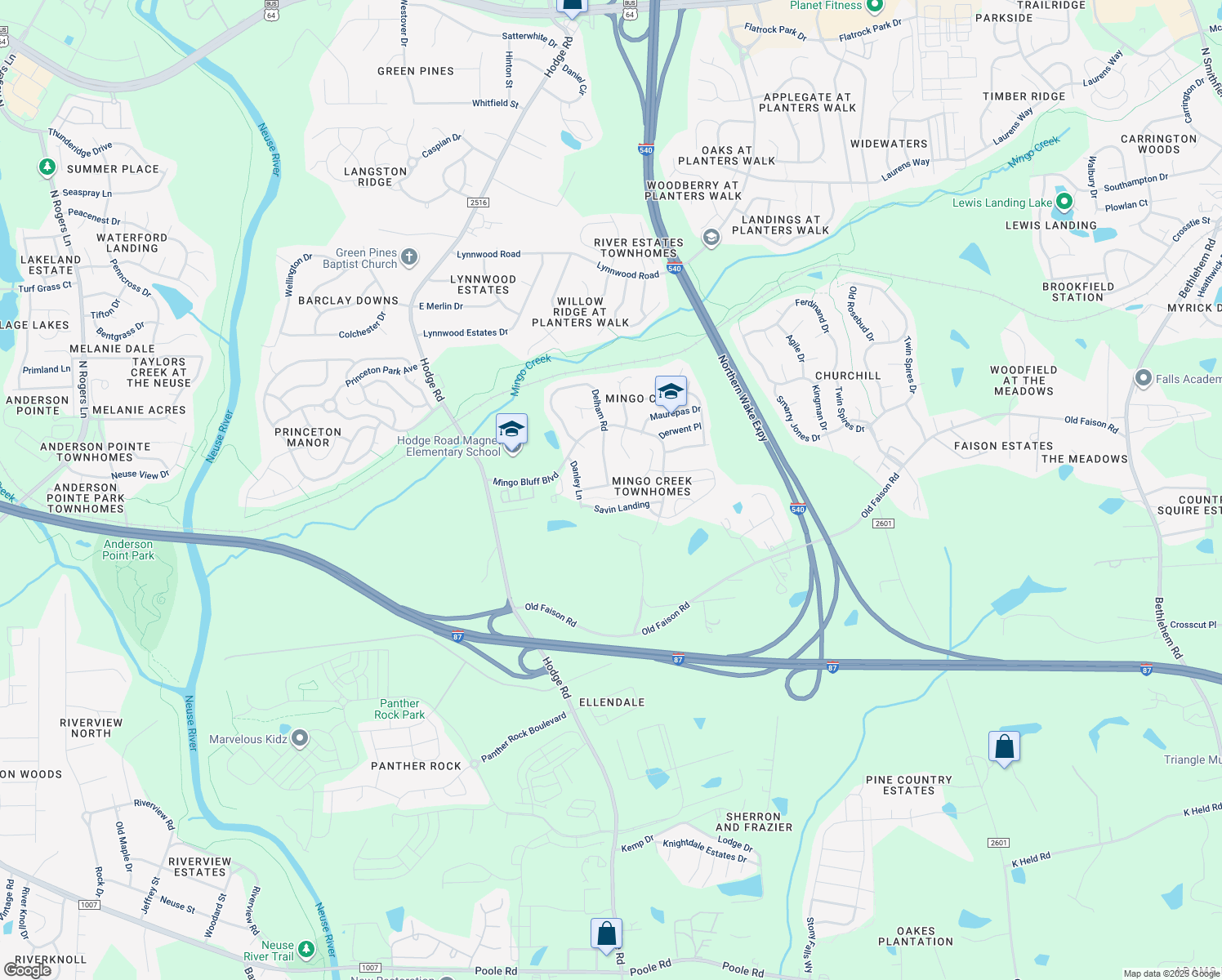 map of restaurants, bars, coffee shops, grocery stores, and more near 807 Delray Ln in Knightdale
