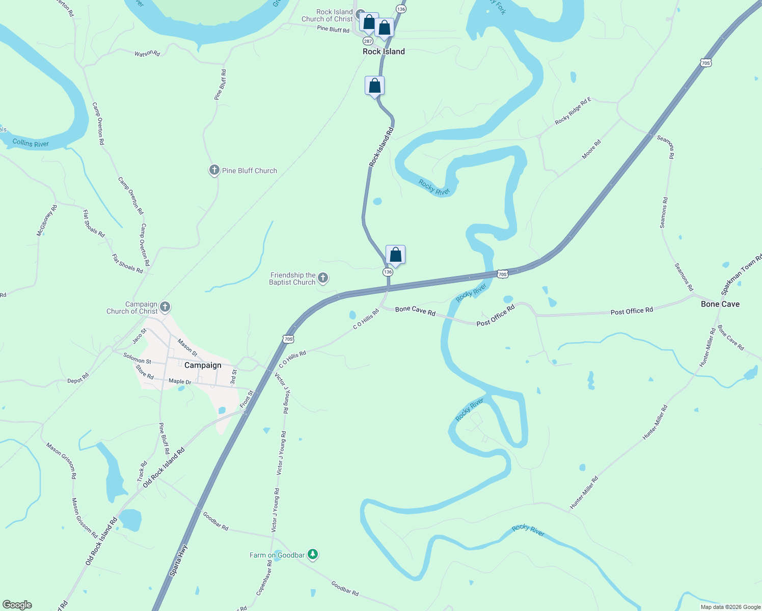 map of restaurants, bars, coffee shops, grocery stores, and more near 567 C O Hillis Road in Rock Island