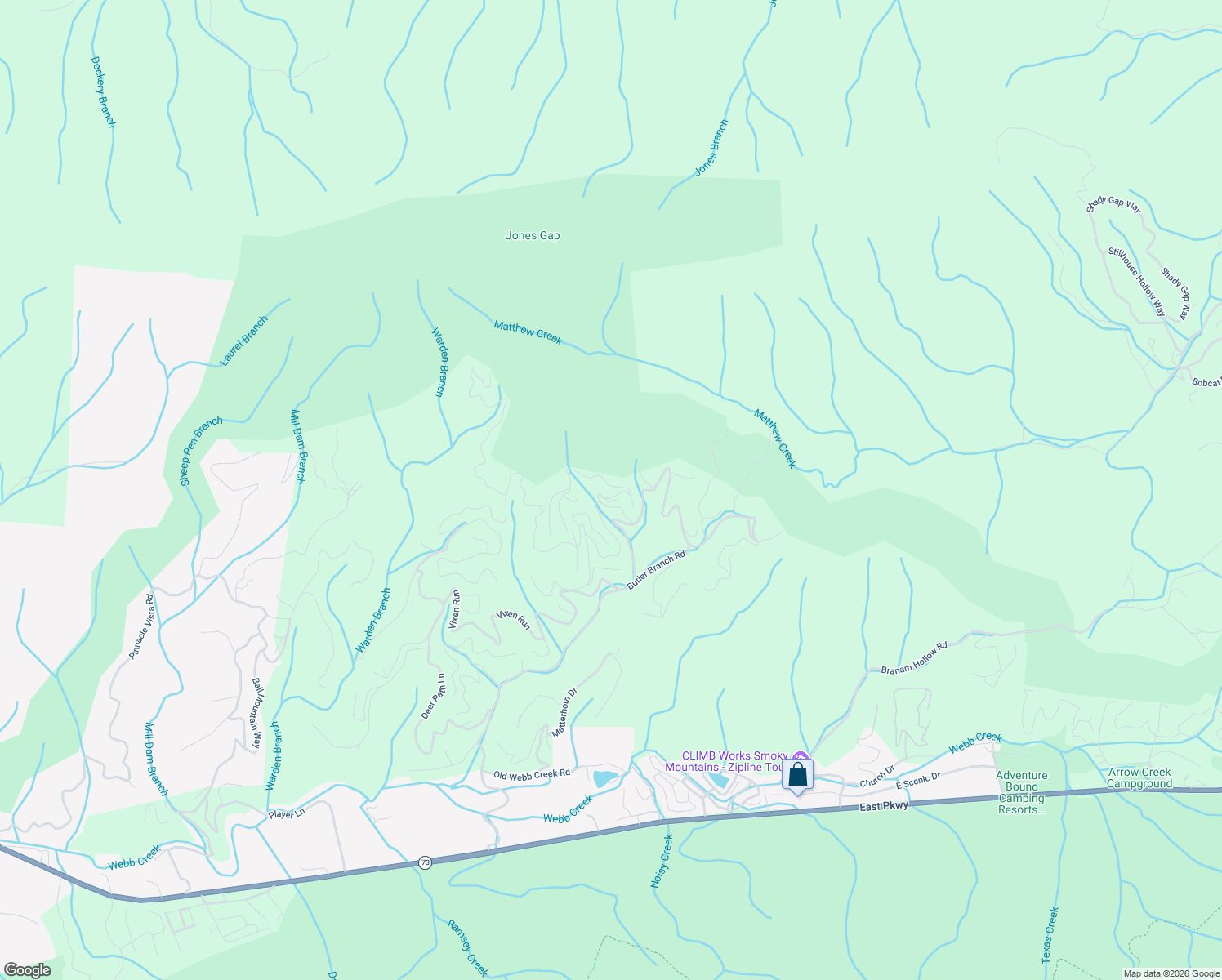 map of restaurants, bars, coffee shops, grocery stores, and more near 920 Scenic Trail in Gatlinburg