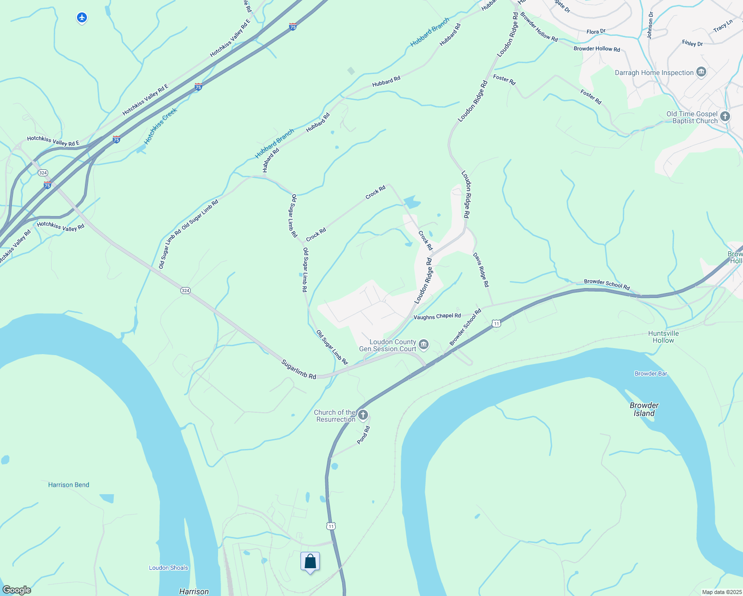 map of restaurants, bars, coffee shops, grocery stores, and more near 120 Hoffman Lane in Lenoir City