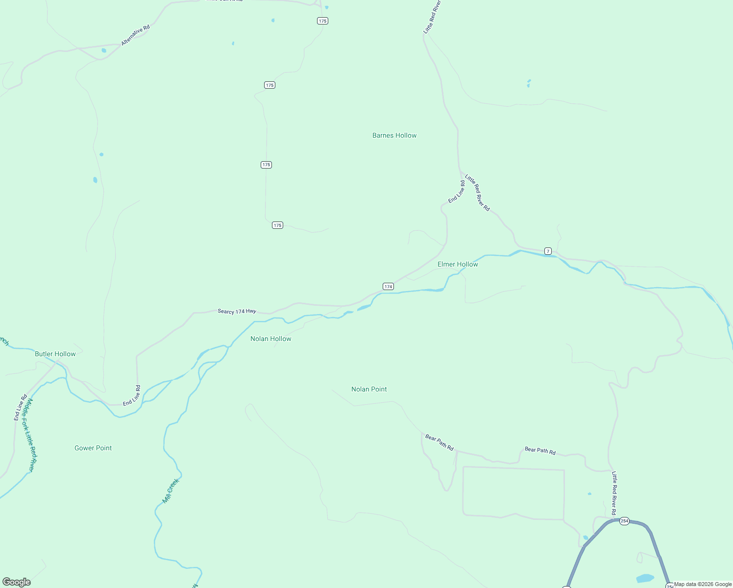 map of restaurants, bars, coffee shops, grocery stores, and more near Searcy 174 Highway in Marshall
