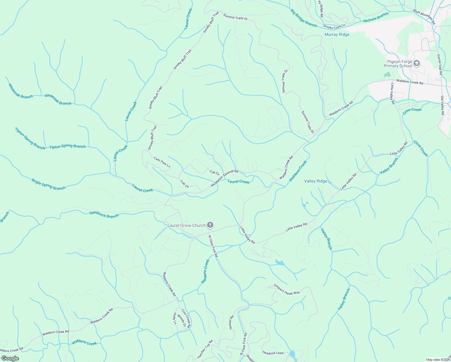 map of restaurants, bars, coffee shops, grocery stores, and more near 2876 McMahan Sawmill Road in Sevierville