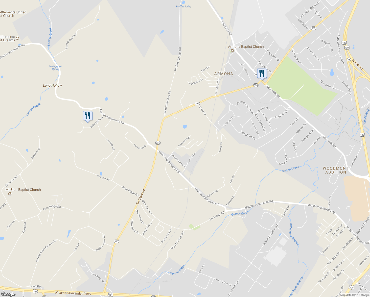 map of restaurants, bars, coffee shops, grocery stores, and more near 904 Court Christopher Way in Maryville