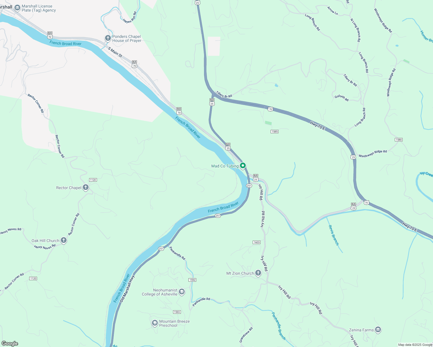 map of restaurants, bars, coffee shops, grocery stores, and more near 673 Cabin Hollow Drive in Marshall