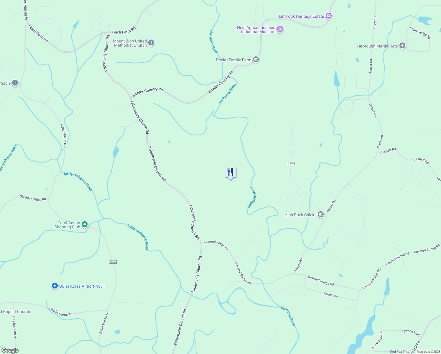 map of restaurants, bars, coffee shops, grocery stores, and more near 1432 Tabernacle Church Road in Trinity