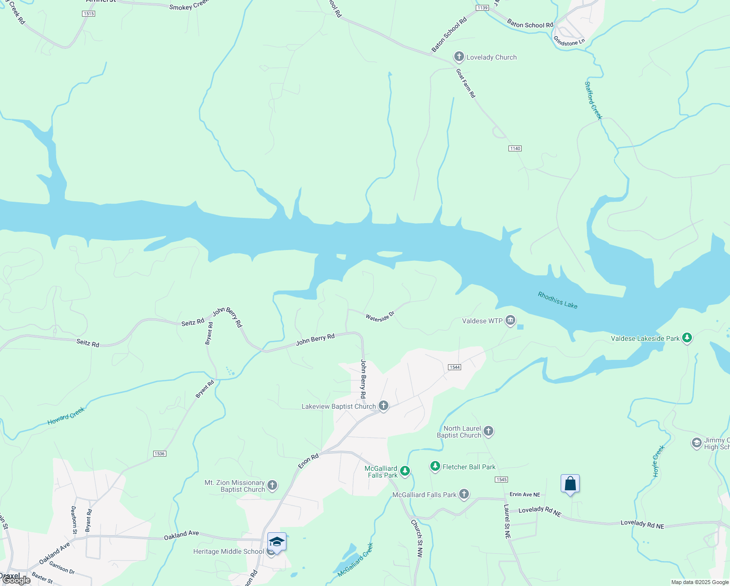map of restaurants, bars, coffee shops, grocery stores, and more near 3101 Bear Paw Avenue in Valdese