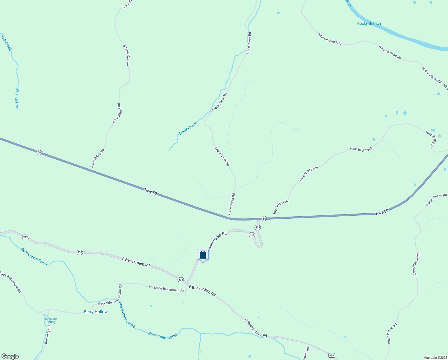 map of restaurants, bars, coffee shops, grocery stores, and more near 2159 Trace Creek Road in Centerville