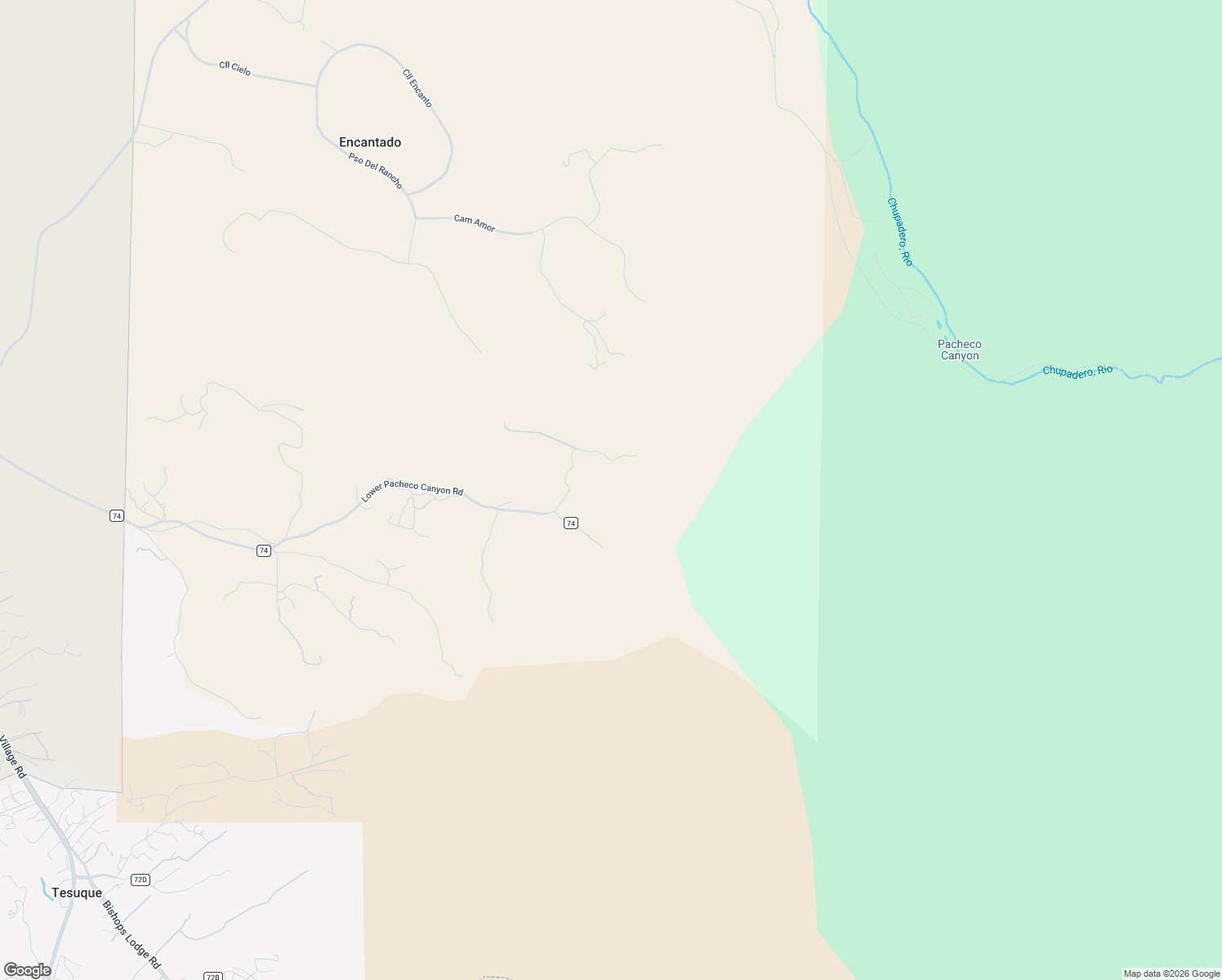 map of restaurants, bars, coffee shops, grocery stores, and more near 32 Pacheco Meadow Lane in Santa Fe