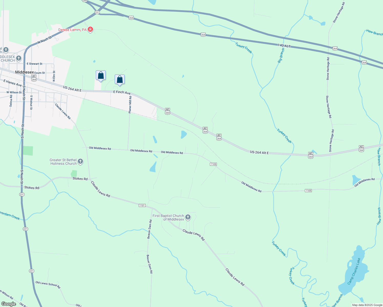 map of restaurants, bars, coffee shops, grocery stores, and more near Old Middlesex Road in Middlesex