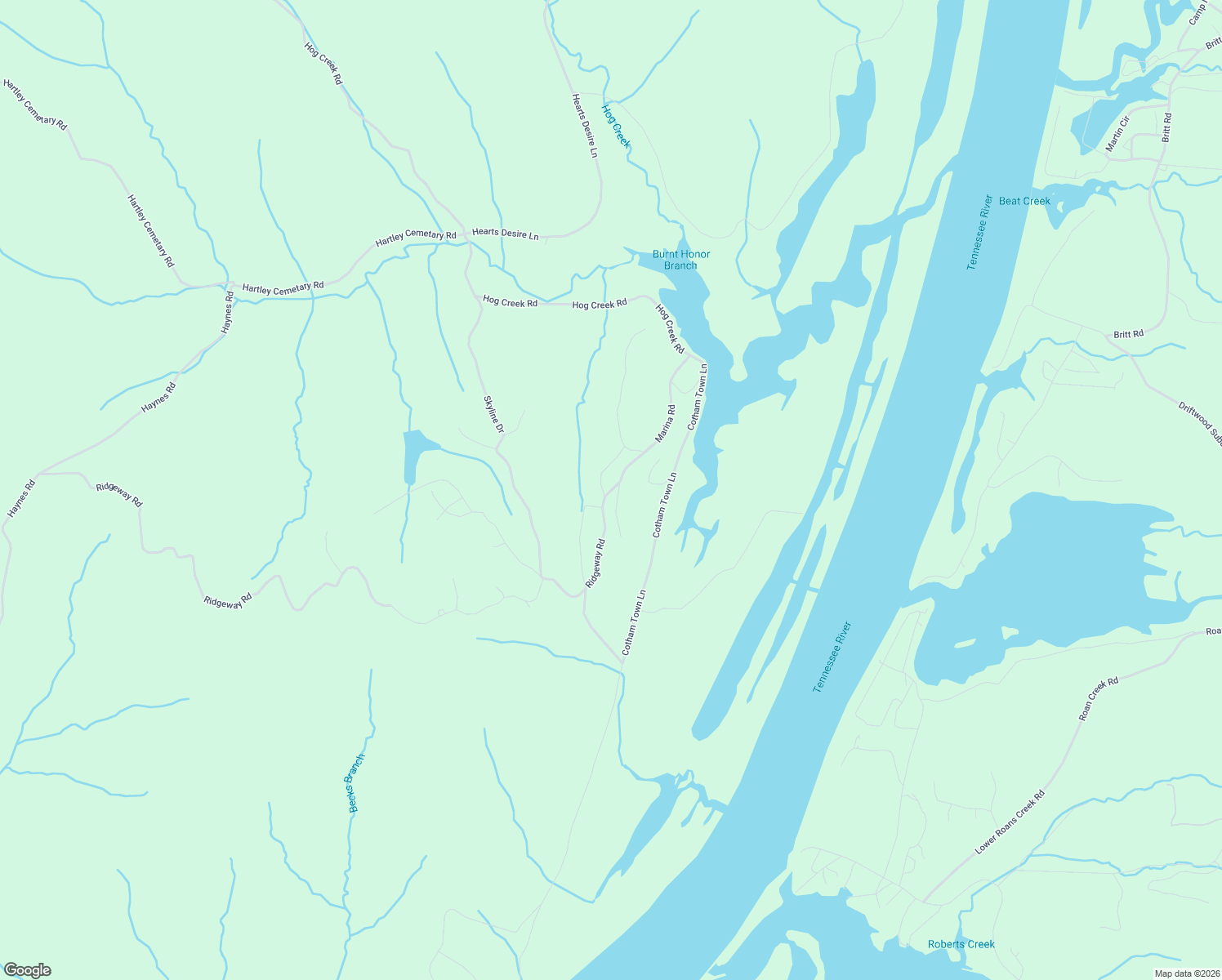 map of restaurants, bars, coffee shops, grocery stores, and more near 2525 Ridgeway Drive in Sugar Tree