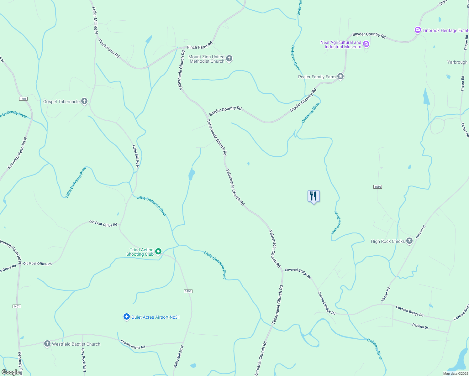 map of restaurants, bars, coffee shops, grocery stores, and more near 1551 Tabernacle Church Road in Trinity