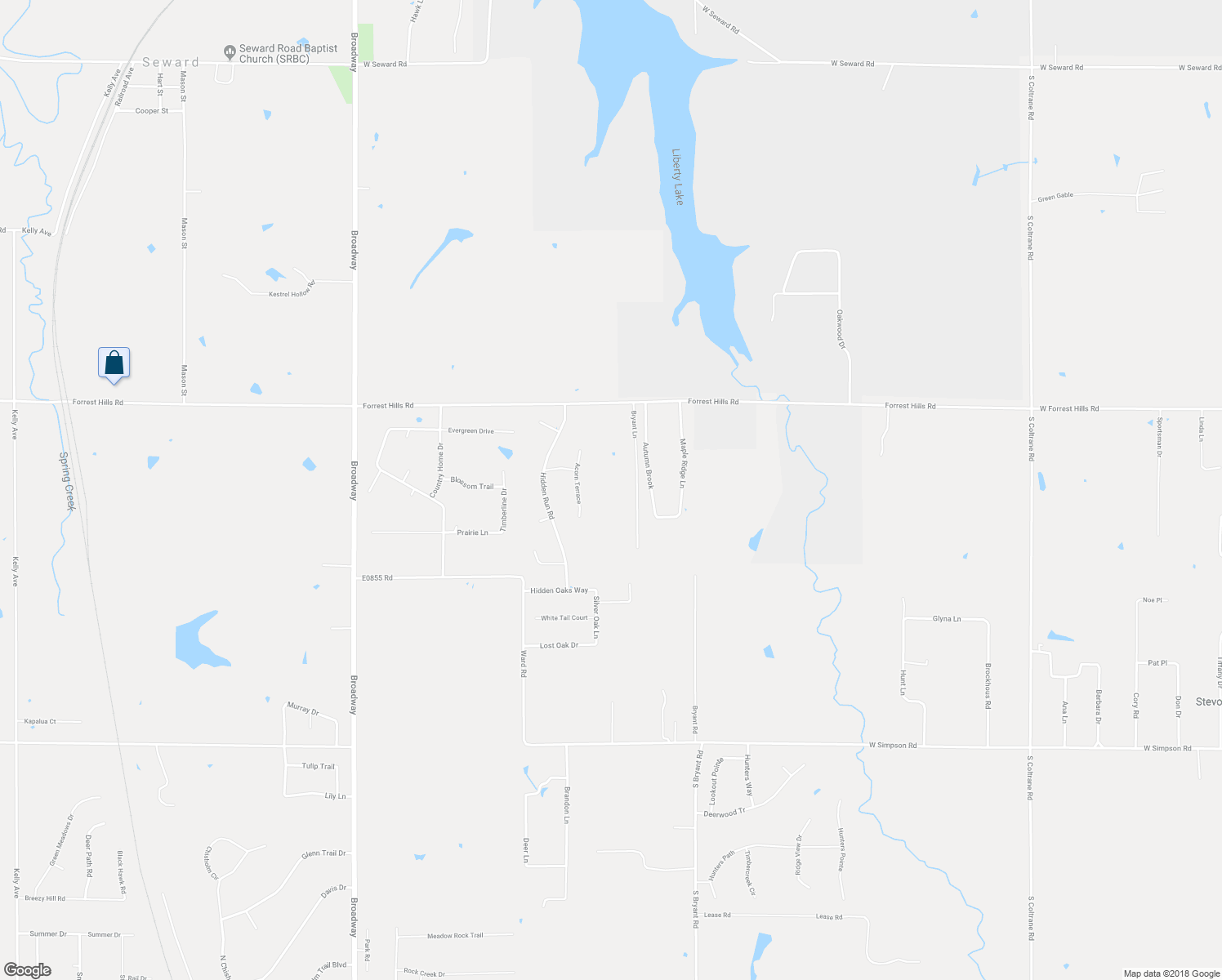 map of restaurants, bars, coffee shops, grocery stores, and more near 12101 Bryant Lane in Guthrie