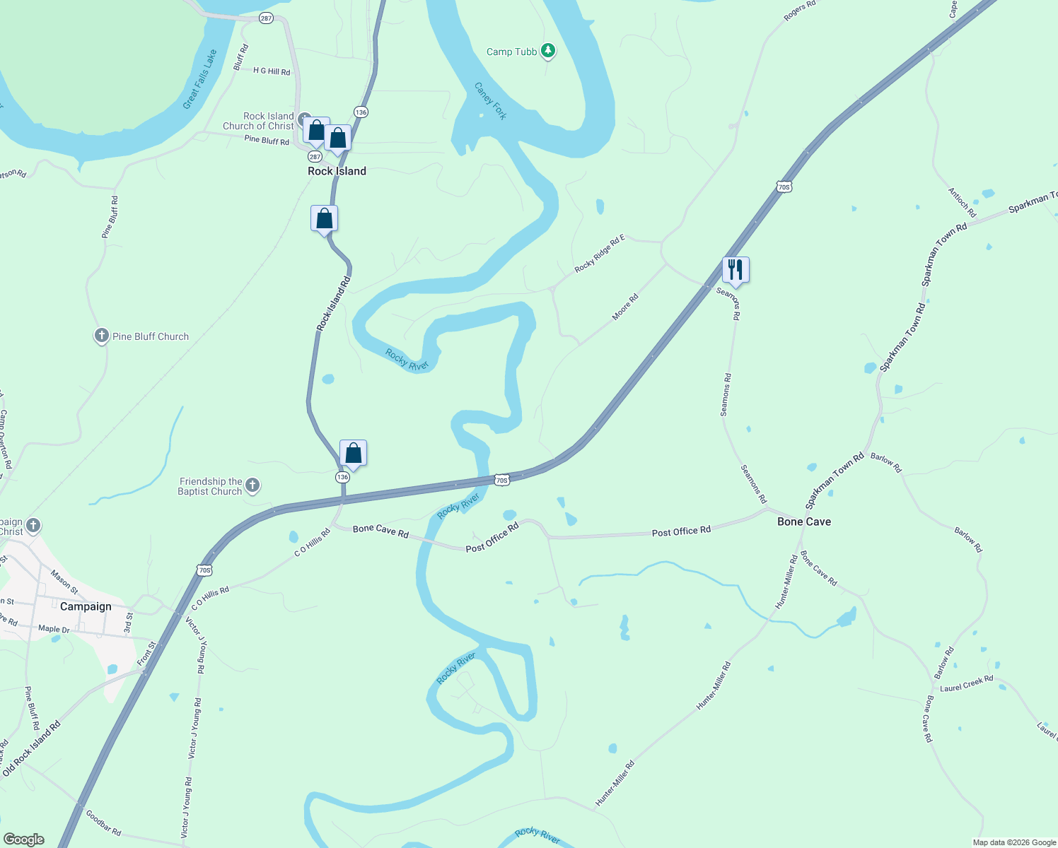 map of restaurants, bars, coffee shops, grocery stores, and more near 658 Moore Road in Rock Island