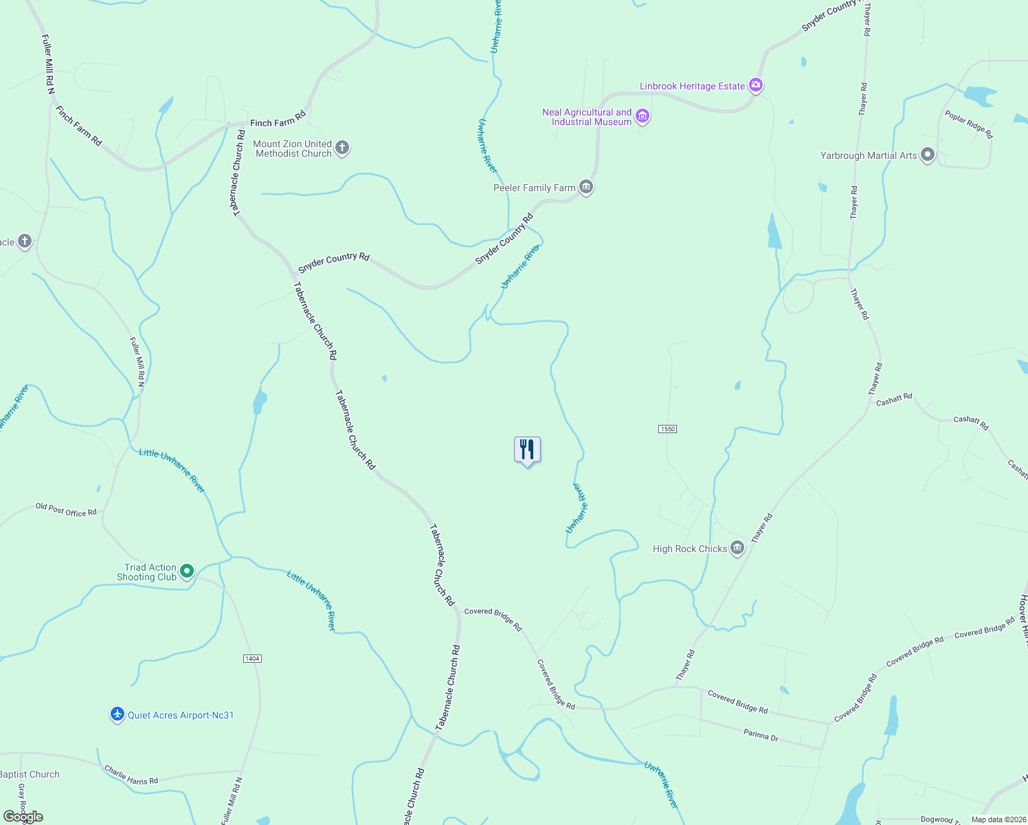 map of restaurants, bars, coffee shops, grocery stores, and more near 1432 Tabernacle Church Road in Trinity