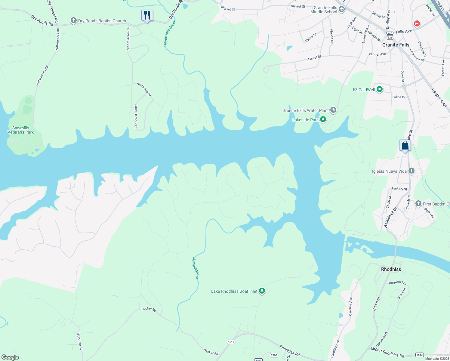 map of restaurants, bars, coffee shops, grocery stores, and more near in Sawmills