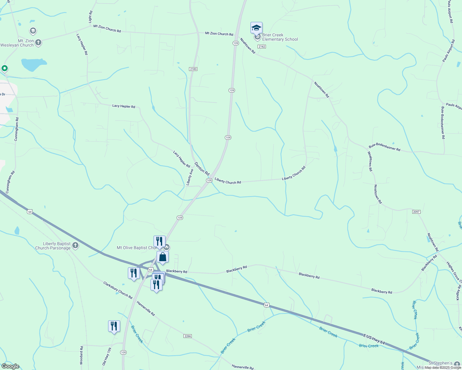 map of restaurants, bars, coffee shops, grocery stores, and more near 230 Liberty Church Road in Thomasville