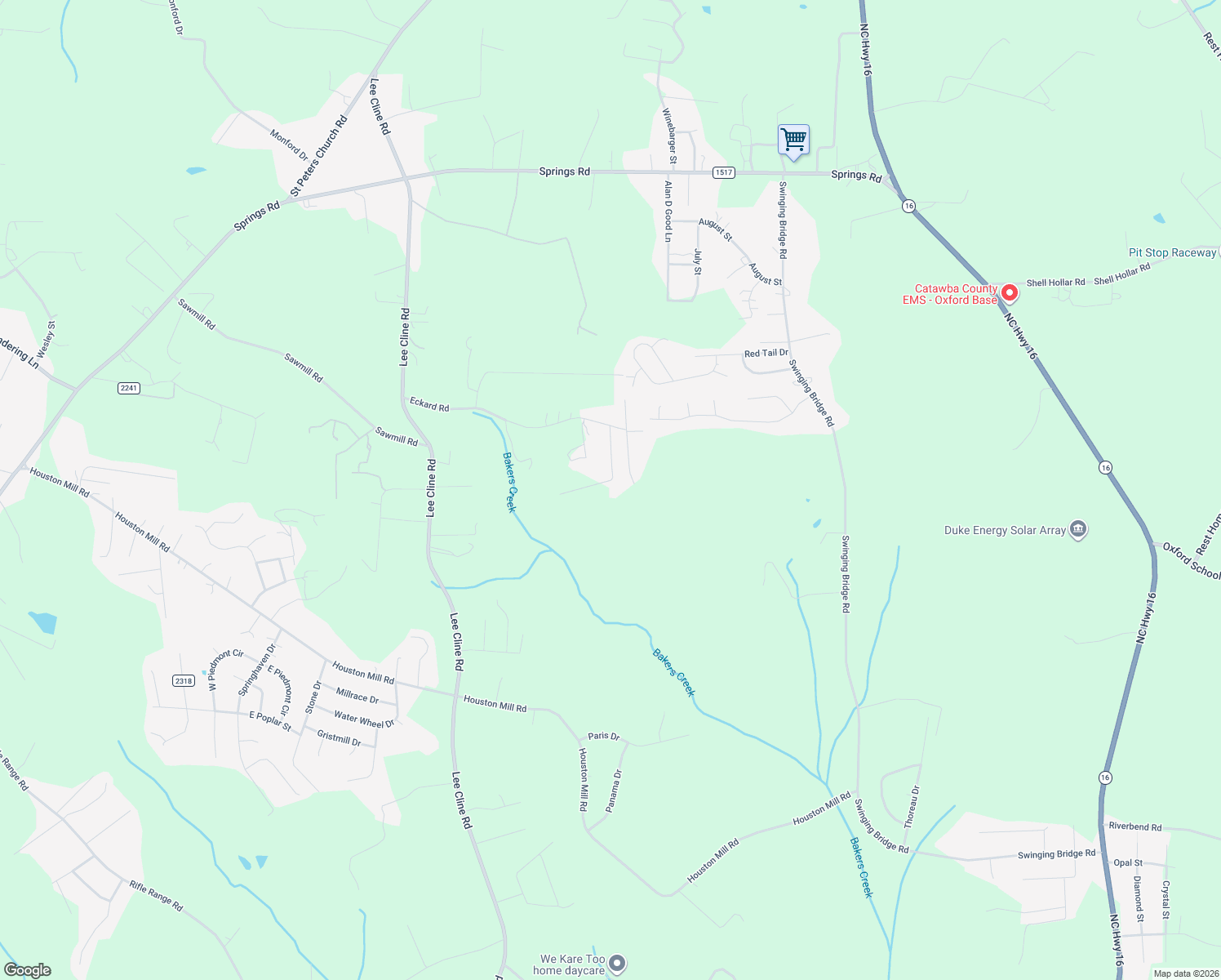 map of restaurants, bars, coffee shops, grocery stores, and more near 5342 Bj Drive in Conover