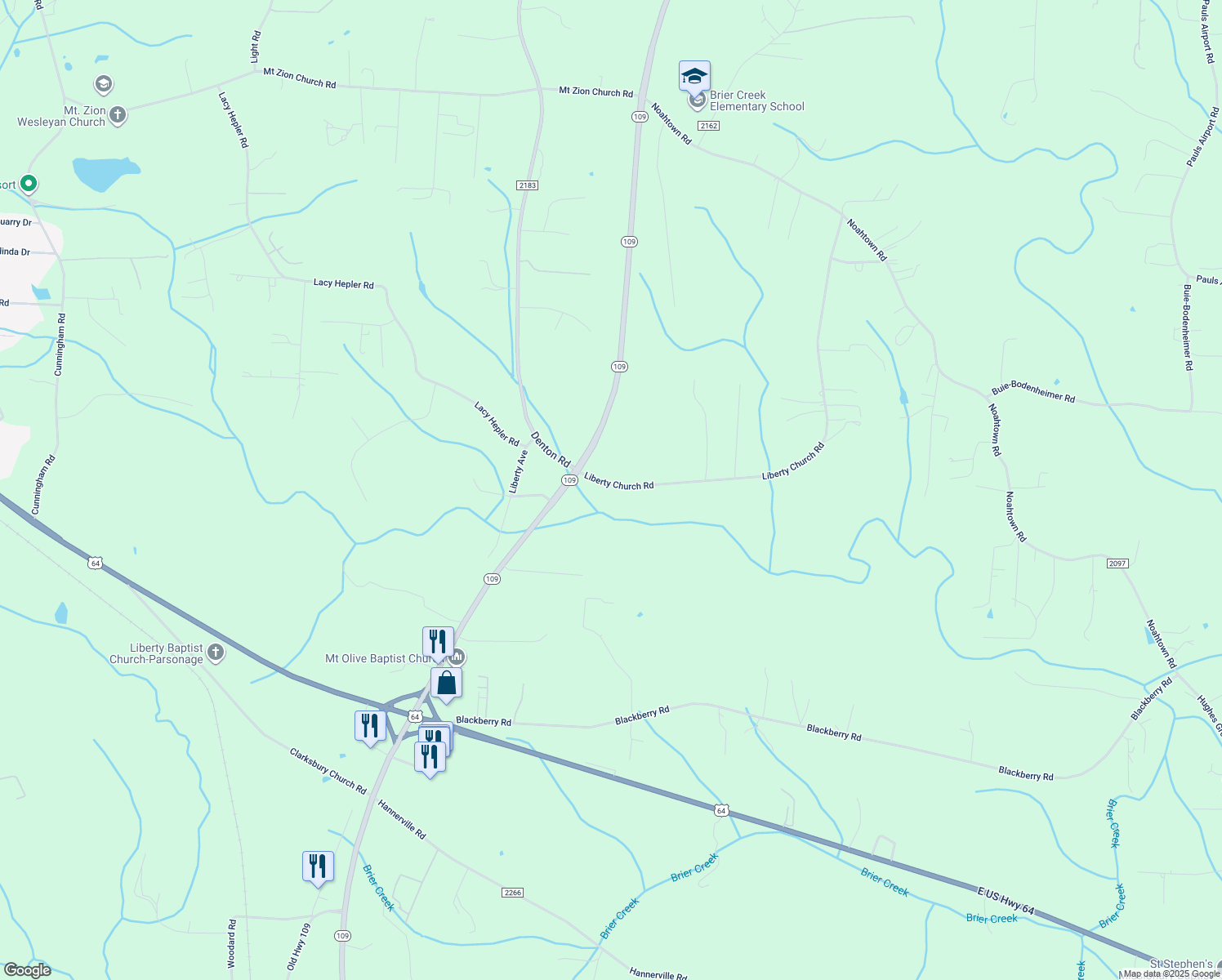 map of restaurants, bars, coffee shops, grocery stores, and more near 230 Liberty Church Road in Thomasville