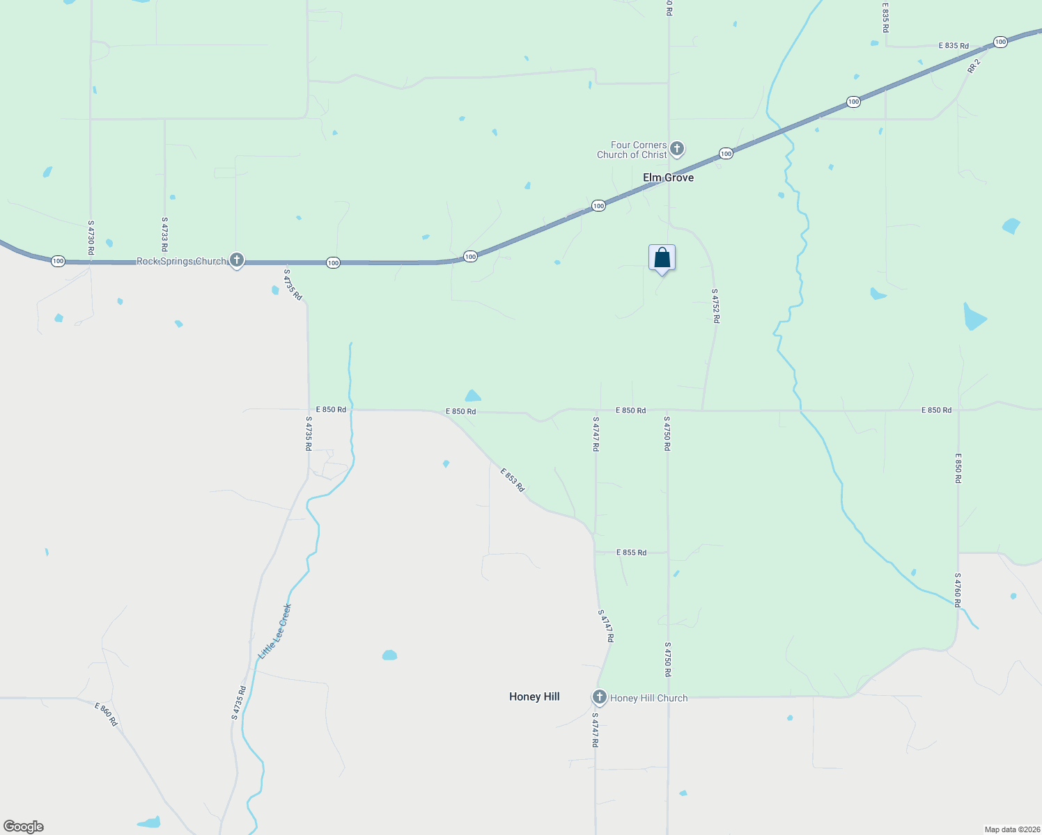 map of restaurants, bars, coffee shops, grocery stores, and more near 474482 East 850 Road in Stilwell